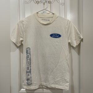 Abercrombie Kids Cream and Blue Ford T-Shirt